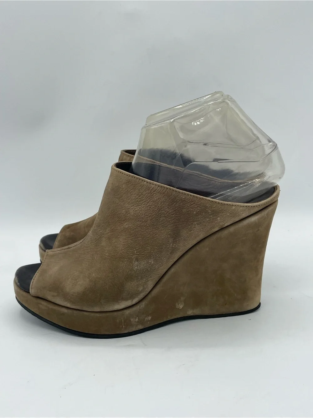 Cordani Tan Suede Open-Toe Wedge Mules
